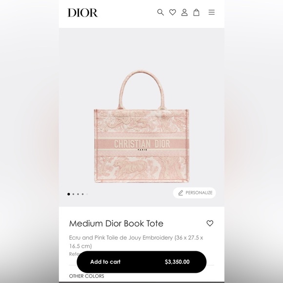DIOR Ecru and Pink Toile de Jouy Medium Book Tote Bag / DIOR Book Tote Bag - Picture 15 of 15
